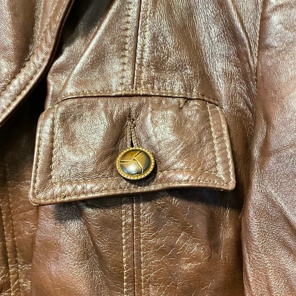 Vintage Brown Leather Jacket Cabretta Angel Skin Grais Mens 38R Small - Medium - Picture 10 of 11